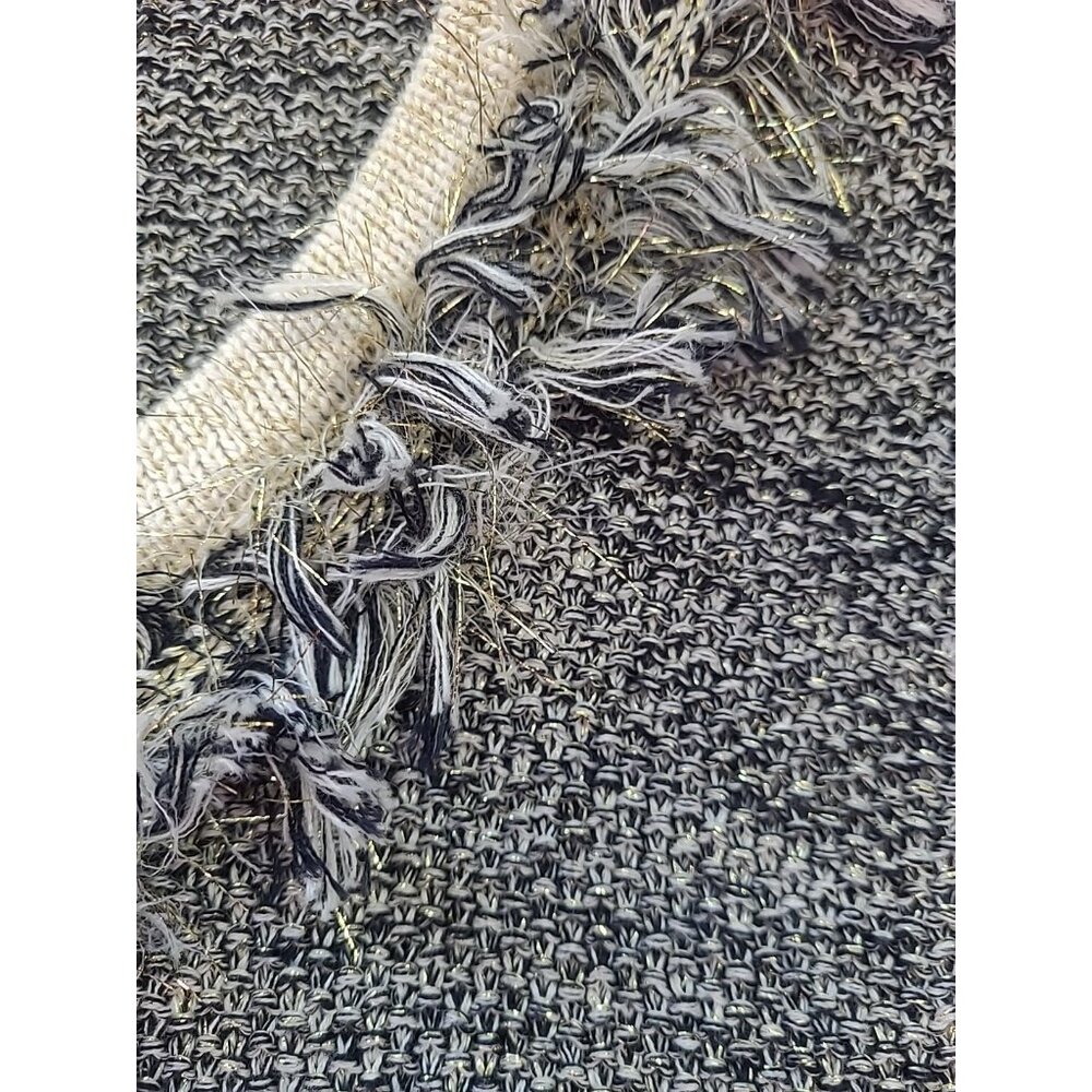 Vintage Y2K Fringe Cardigan Sweater S Shimmery Sparkle Knit Pockets Button - Picture 11 of 11